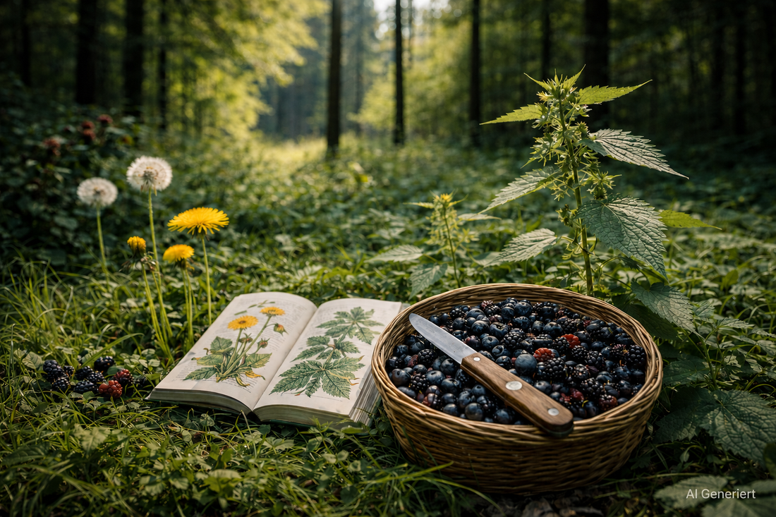 Sammeln von Beeren, Wildkräutern und Pflanzen